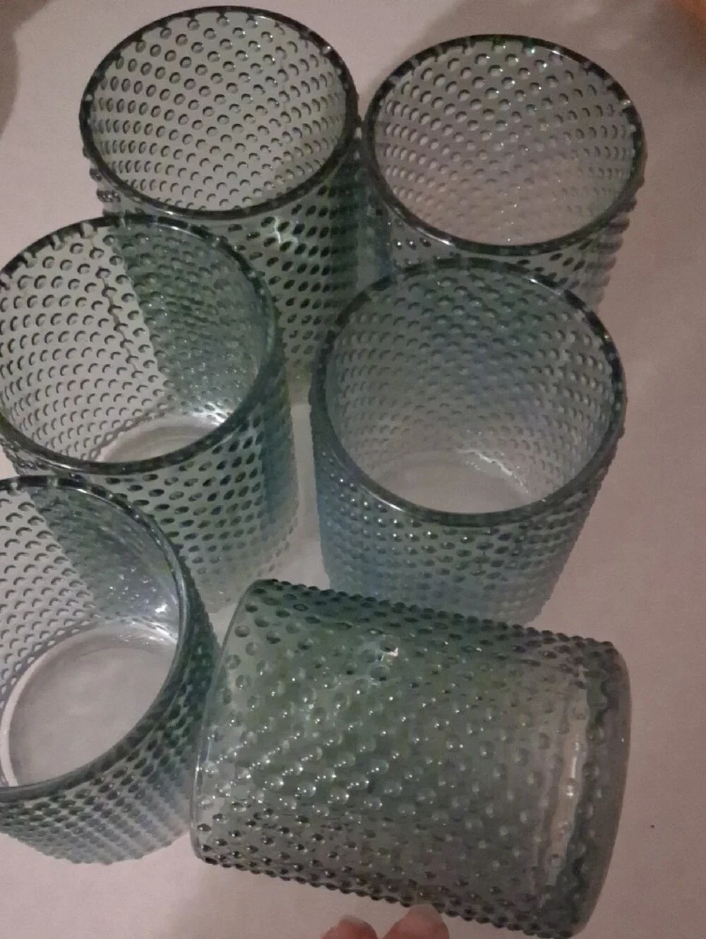 Set of 6 Textured Green Glass Tumblers - Home Accents